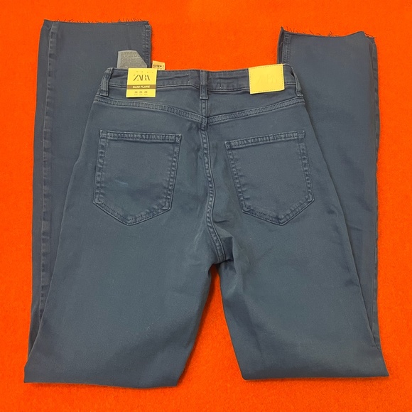 Zara cobalt blue Z1975 high rise slim flare jeans NWT - Picture 11 of 14